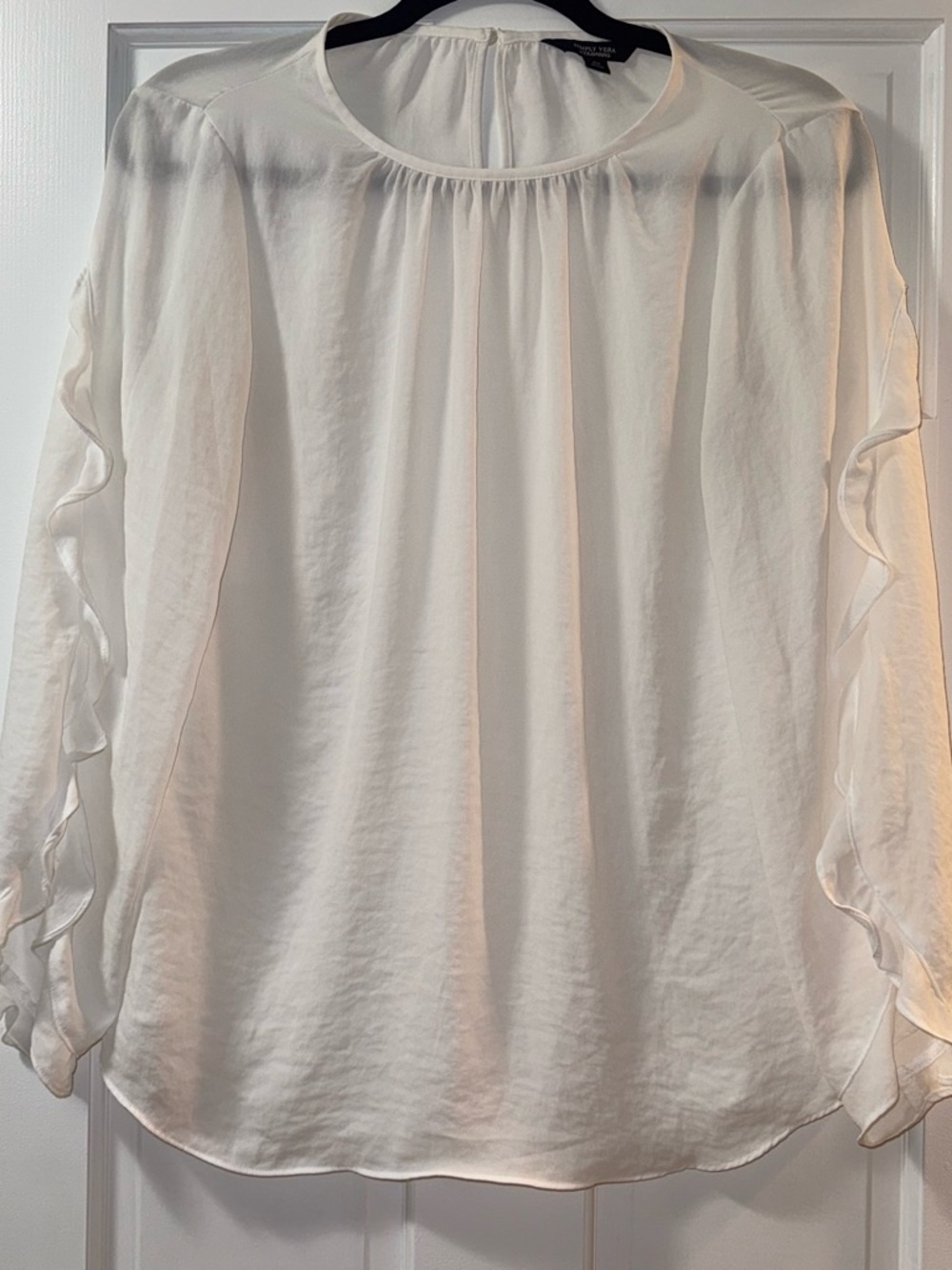 Lightweight White Ruffle Sleeve Blouse